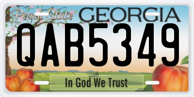 GA license plate QAB5349