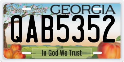 GA license plate QAB5352