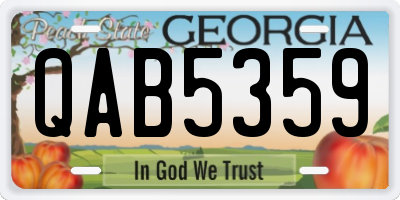 GA license plate QAB5359