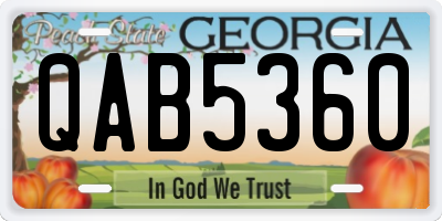 GA license plate QAB5360