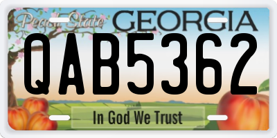 GA license plate QAB5362