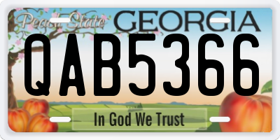 GA license plate QAB5366