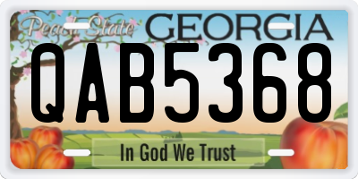 GA license plate QAB5368