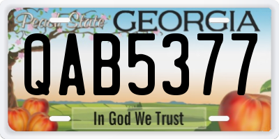 GA license plate QAB5377