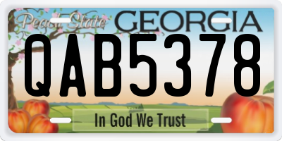 GA license plate QAB5378