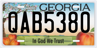 GA license plate QAB5380