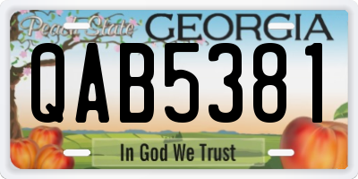 GA license plate QAB5381