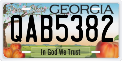 GA license plate QAB5382