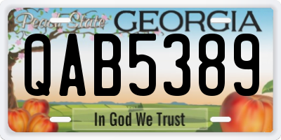 GA license plate QAB5389