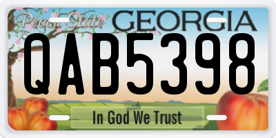 GA license plate QAB5398