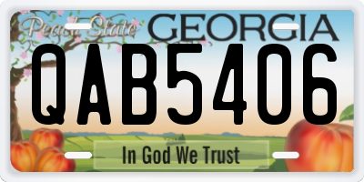 GA license plate QAB5406