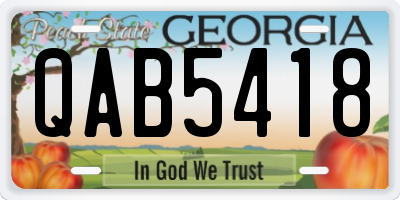 GA license plate QAB5418