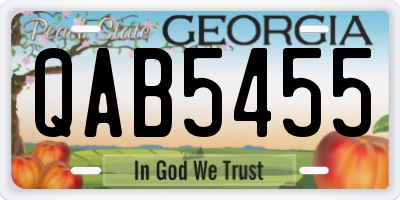 GA license plate QAB5455