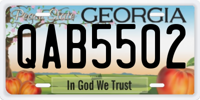 GA license plate QAB5502