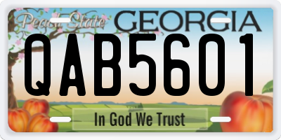 GA license plate QAB5601