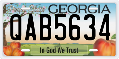GA license plate QAB5634