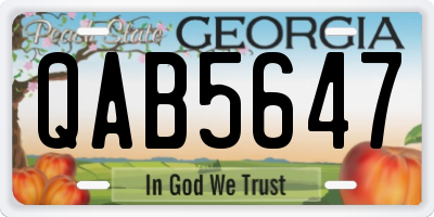 GA license plate QAB5647