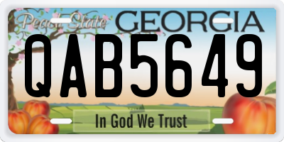 GA license plate QAB5649