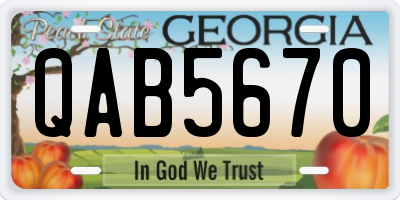 GA license plate QAB5670
