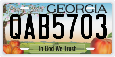 GA license plate QAB5703