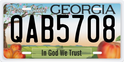 GA license plate QAB5708