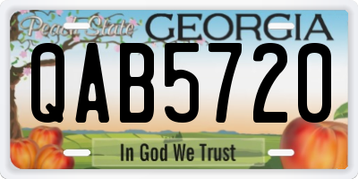 GA license plate QAB5720