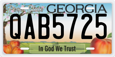 GA license plate QAB5725