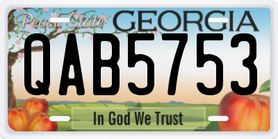 GA license plate QAB5753