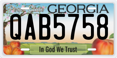 GA license plate QAB5758