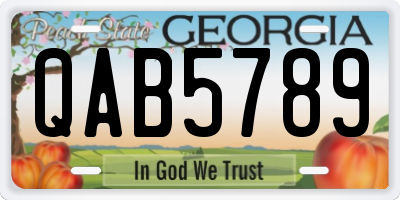 GA license plate QAB5789