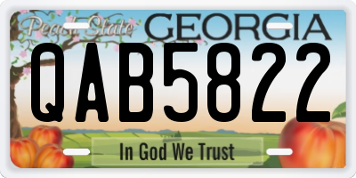 GA license plate QAB5822
