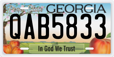 GA license plate QAB5833