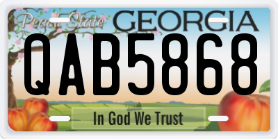 GA license plate QAB5868