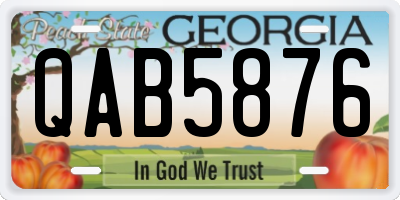 GA license plate QAB5876