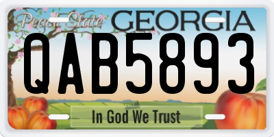 GA license plate QAB5893