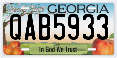 GA license plate QAB5933