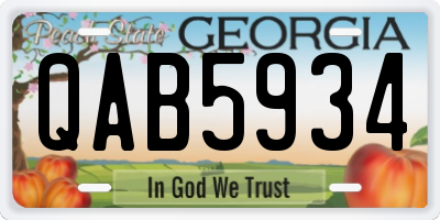 GA license plate QAB5934