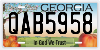 GA license plate QAB5958
