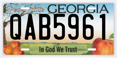 GA license plate QAB5961