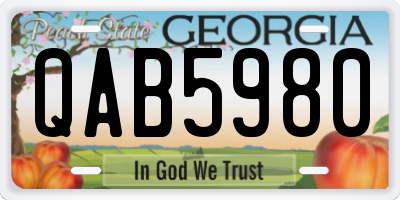 GA license plate QAB5980