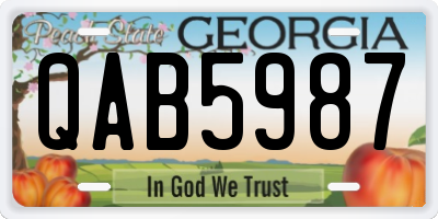 GA license plate QAB5987