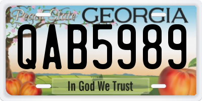 GA license plate QAB5989