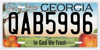 GA license plate QAB5996