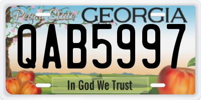 GA license plate QAB5997