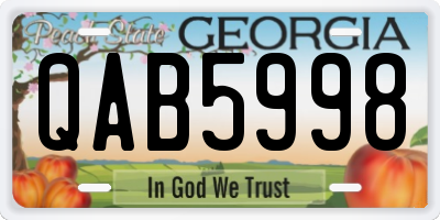 GA license plate QAB5998