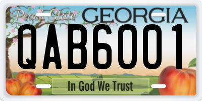 GA license plate QAB6001