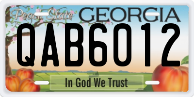 GA license plate QAB6012