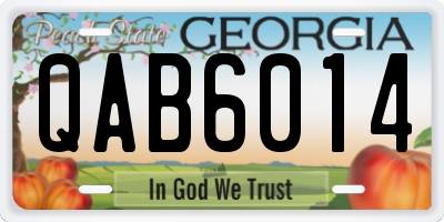 GA license plate QAB6014