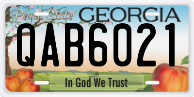 GA license plate QAB6021