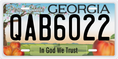GA license plate QAB6022